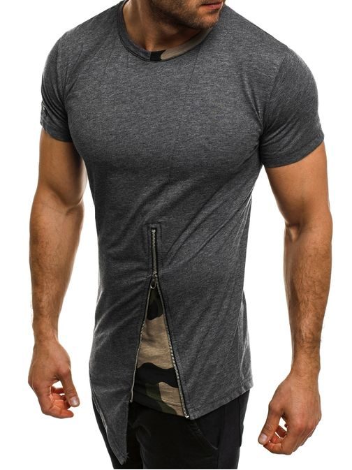 Atraktivní pánské tmavě šedé tričko se zipem ATHLETIC 1117AT
