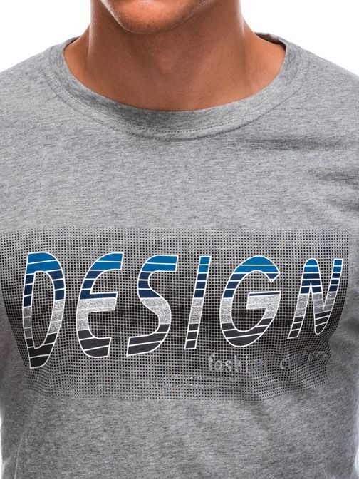 Šedé tričko s nápisem Design L154