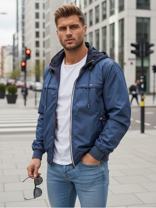 Oboustranná lehká modrá bunda