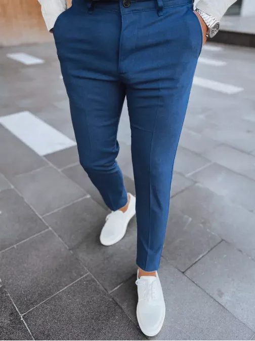 Tmavě modré stylové chinos kalhoty