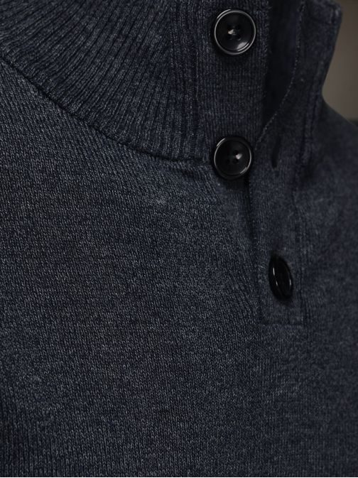 Stylový pánský modrý svetr s knoflíky