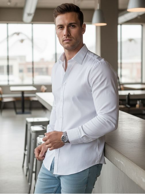 Základní bílá pánská košile