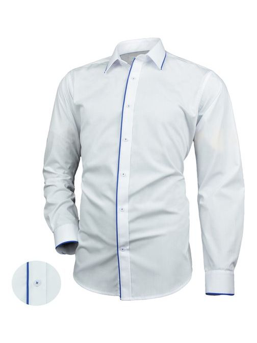 Pánská košile v bílém provedení s modrým lemováním V229