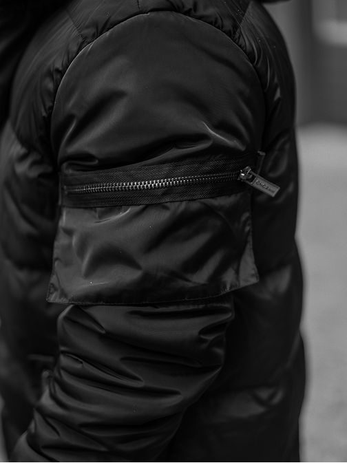 Zimní dlouhá bunda v černé barvě O/M799