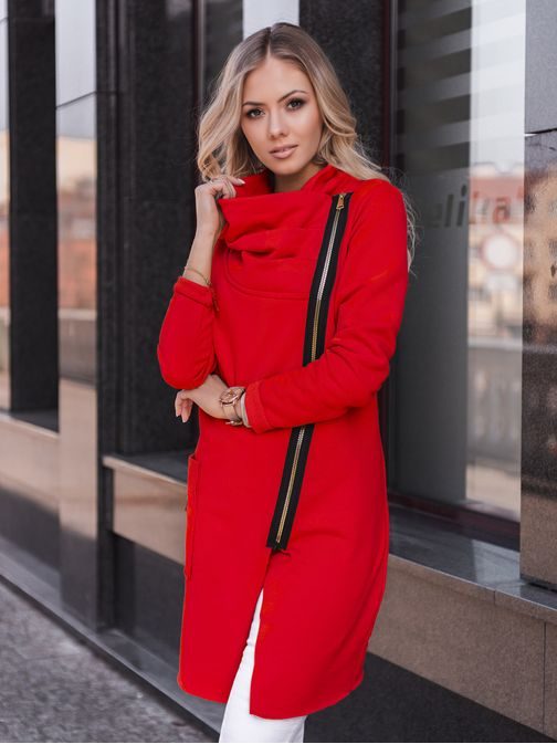 Jedinečný dámský kabát v červené barvě CLR009