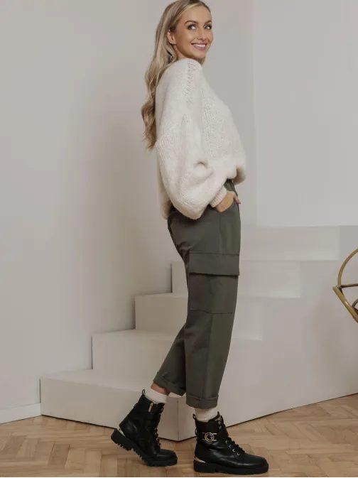 Dámské khaki cargo kalhoty PLR266