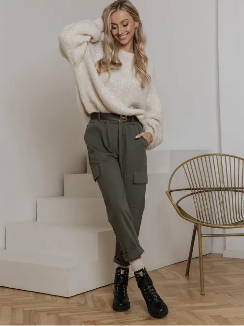 Dámské khaki cargo kalhoty PLR266