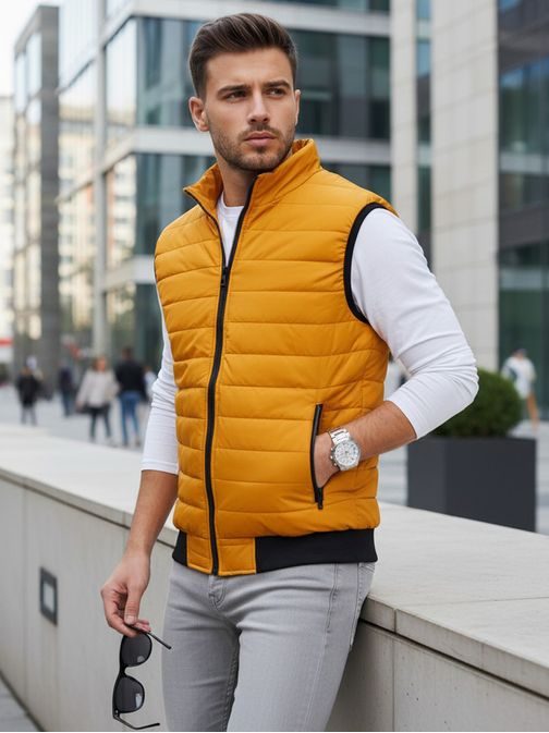 Tmavě žlutá stylová vesta bez kapuce