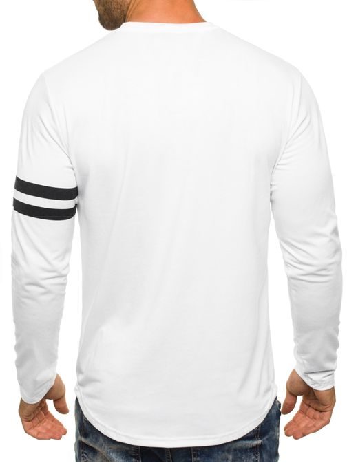 Moderní bílé pánské tričko s dlouhým rukávem STREET STAR MX111