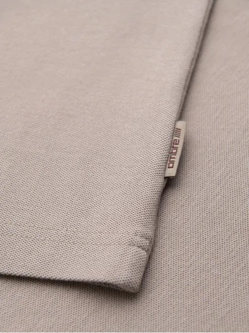 Moderní béžové bavlněné tričko s výstřihem do V V2 TSCT-0198