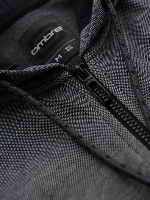 Nadčasová černá mikina s kapucí V1 SSZP-0210