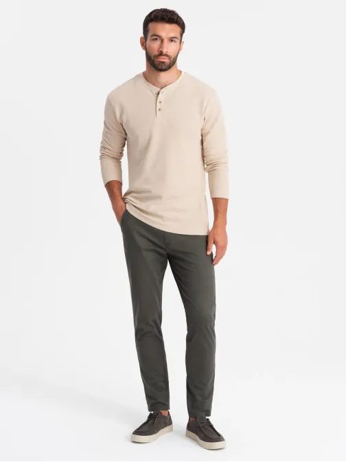Chinos khaki kalhoty klasického střihu V3 PACP-0183