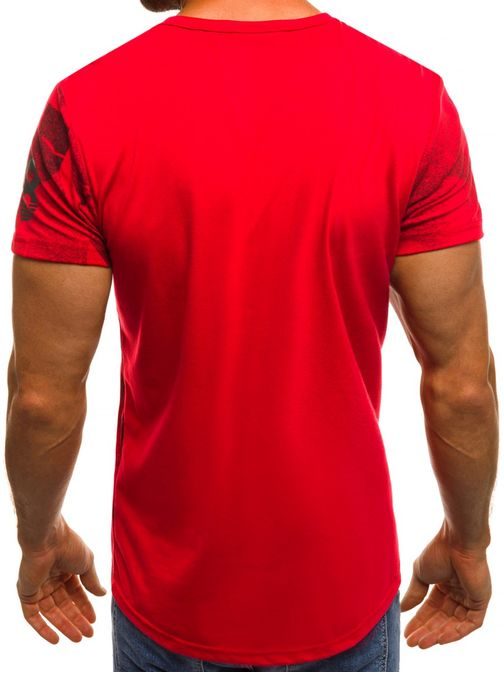 Červené tričko s bohatým potiskem Sport Hot JS/SS559