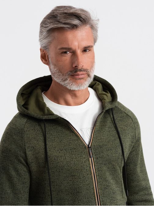 Trendy olivová mikina s kapucí B1425-V2