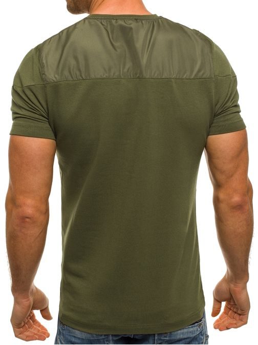 Stylové khaki zelené tričko s kapsou Athletic 467