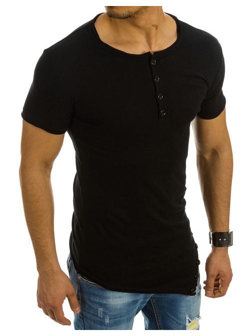 Moderní asymetrické černé pánské tričko