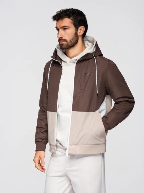 Funkční hnědo-krémová přechodová sportovní bunda V2 JANP-0225