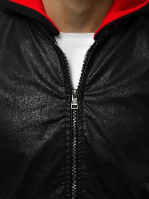 Pánská černá koženková bunda N/6189Z