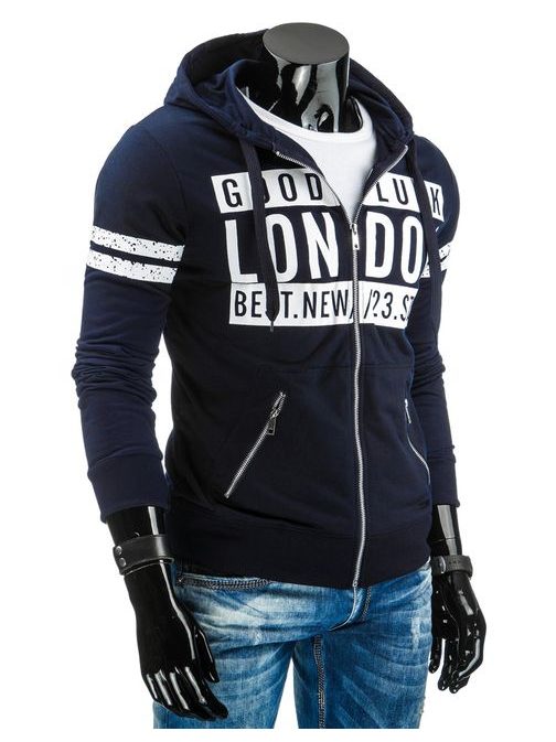 Jedinečná tmavě modrá mikina LONDON s kapucí