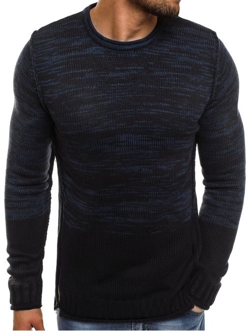 Tmavě modrý svetr s maskáčovým zipem BREEZY B9019S