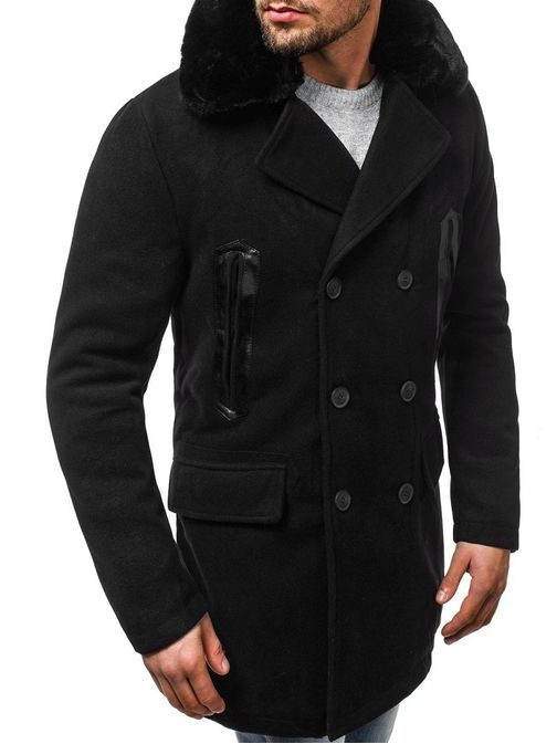 Jedinečný černý pánský kabát OZONEE O/88872