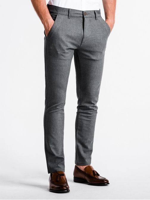 Elegantní pánské chinos kalhoty šedé P832