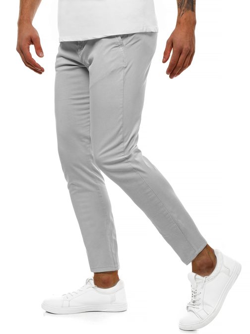 Moderní šedé pánské chinos kalhoty B/77005