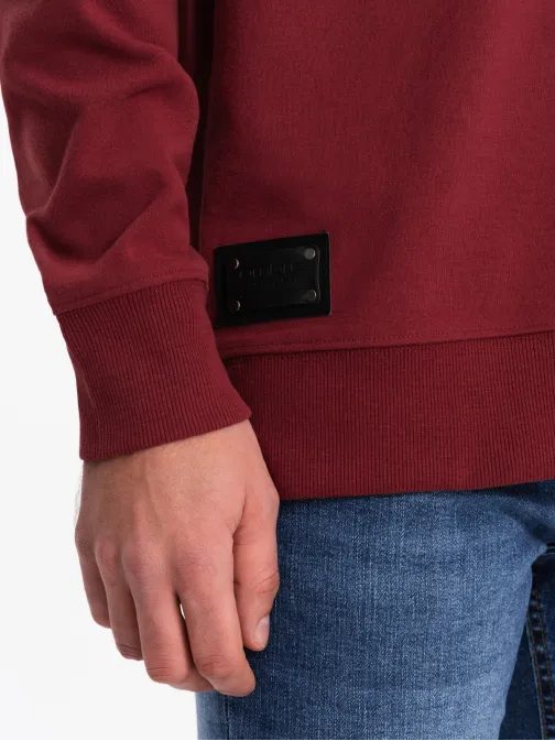 Elegantní bordó mikina s pololímečkem V3 SSNZ-0132