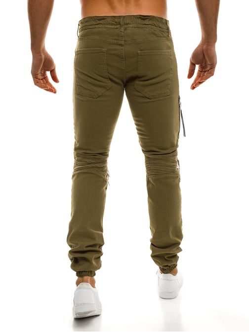 Jedinečné khaki riflové jogger kalhoty OTANTIK 457