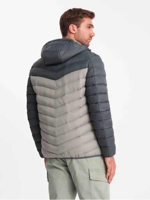 Sportovní popelavá prošívaná bunda V11 JALP-0185