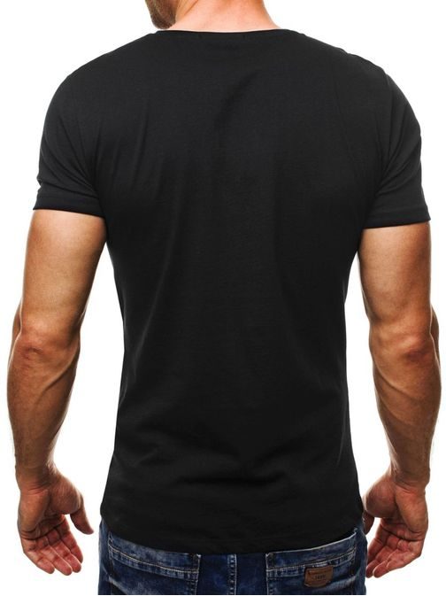 Stylové černé tričko s potiskem Athletic 9041