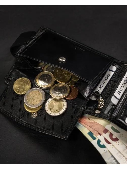 Černá kožená pánská peněženka RV s přezkou