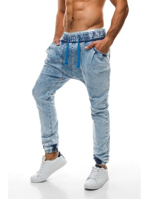 Pohodlné světle modré džínové kalhoty 801
