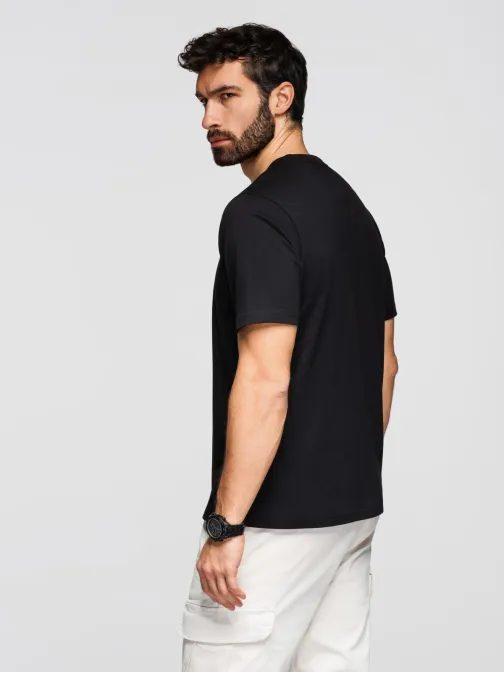 Černé pánské tričko s moderním potiskem V1 TSPT-0261