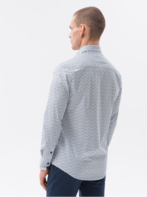 Bílá bavlněná košile s jemným vzorem K602