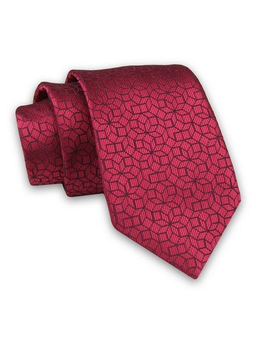 Bordó kravata s geometrickým vzorem
