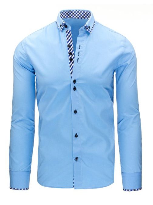 Trendy modrá pánská košile s dlouhým rukávem