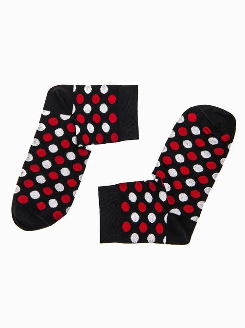 Černé kotníkové ponožky s puntíky U09