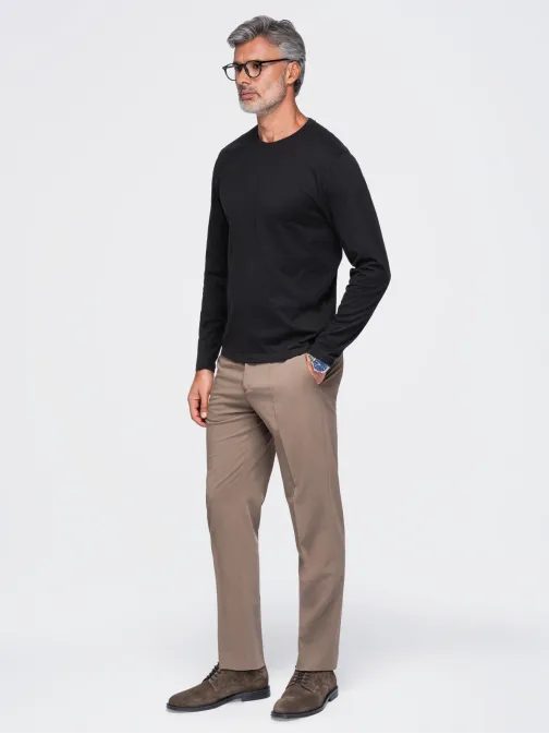 Základní černé bavlněné tričko s dlouhým rukávem V1 LSBL-0142