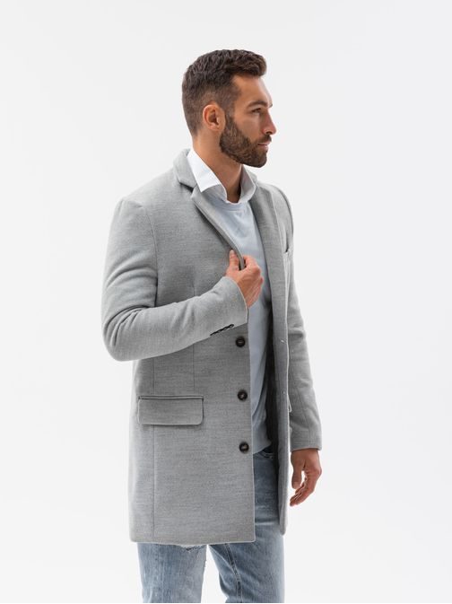 Elegantní šedý pánský kabát C432