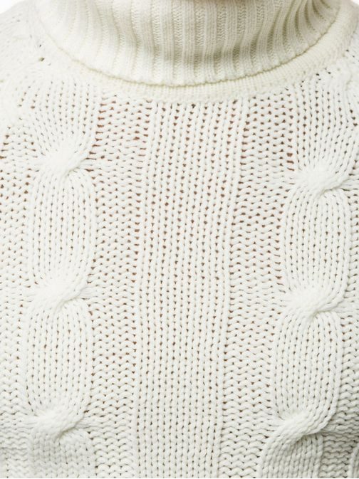 Krásný pánský bílý svetr s límcem OZONEE MAD/2805