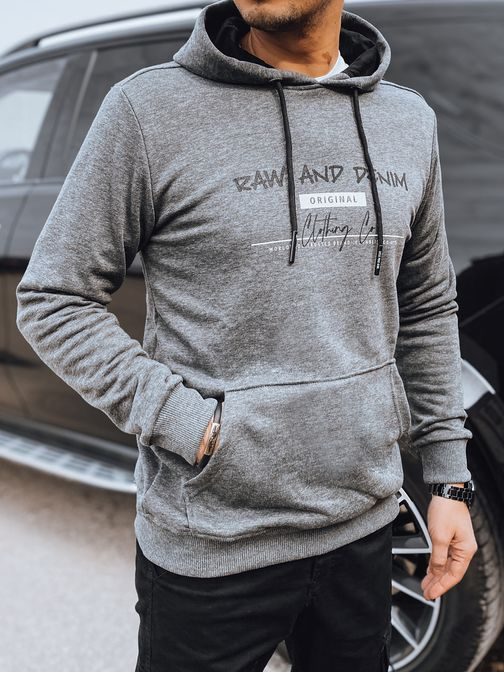 Trendy grafitová pánská mikina s nápisy