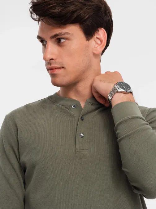 Olivové úpletové pánské triko V1 LSCL-0120