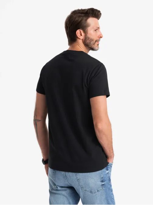 Černé bavlněné tričko s nápisem OMBRE V2 TSPT-0210