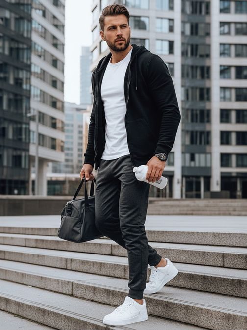 Moderní pánské tepláky v šedé barvě