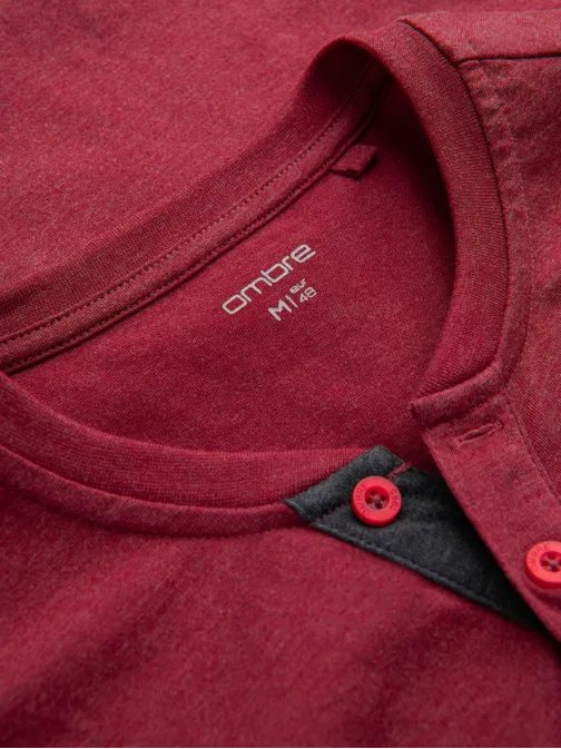 Červené pánské tričko s knoflíky V1 TSCT-0155