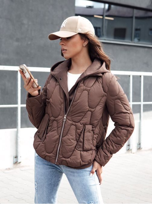 Stylová dámská kávová zimní bunda Windglam