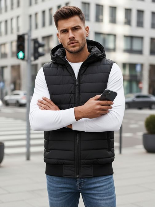 Trendy vesta s kapucí v černé barvě