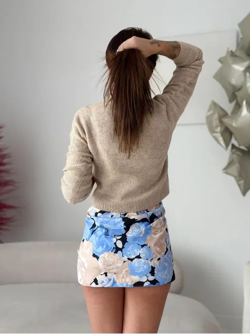 Dámský béžový vzorovaný svetr ELR023