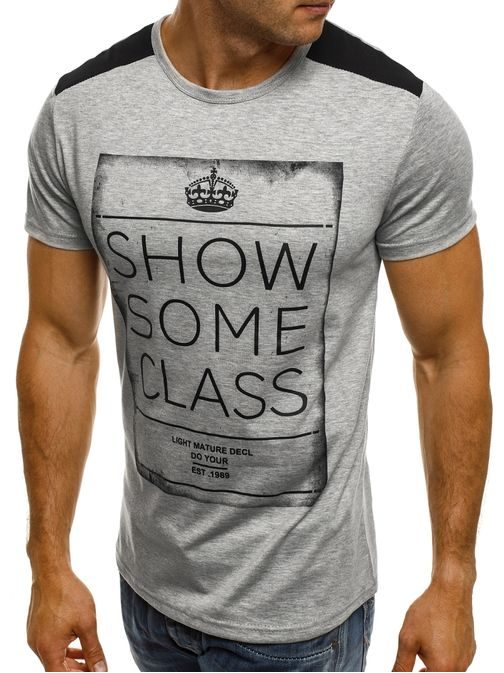 SHOW SOME CLASS šedé atraktivní pánské tričko J.STYLE SS168